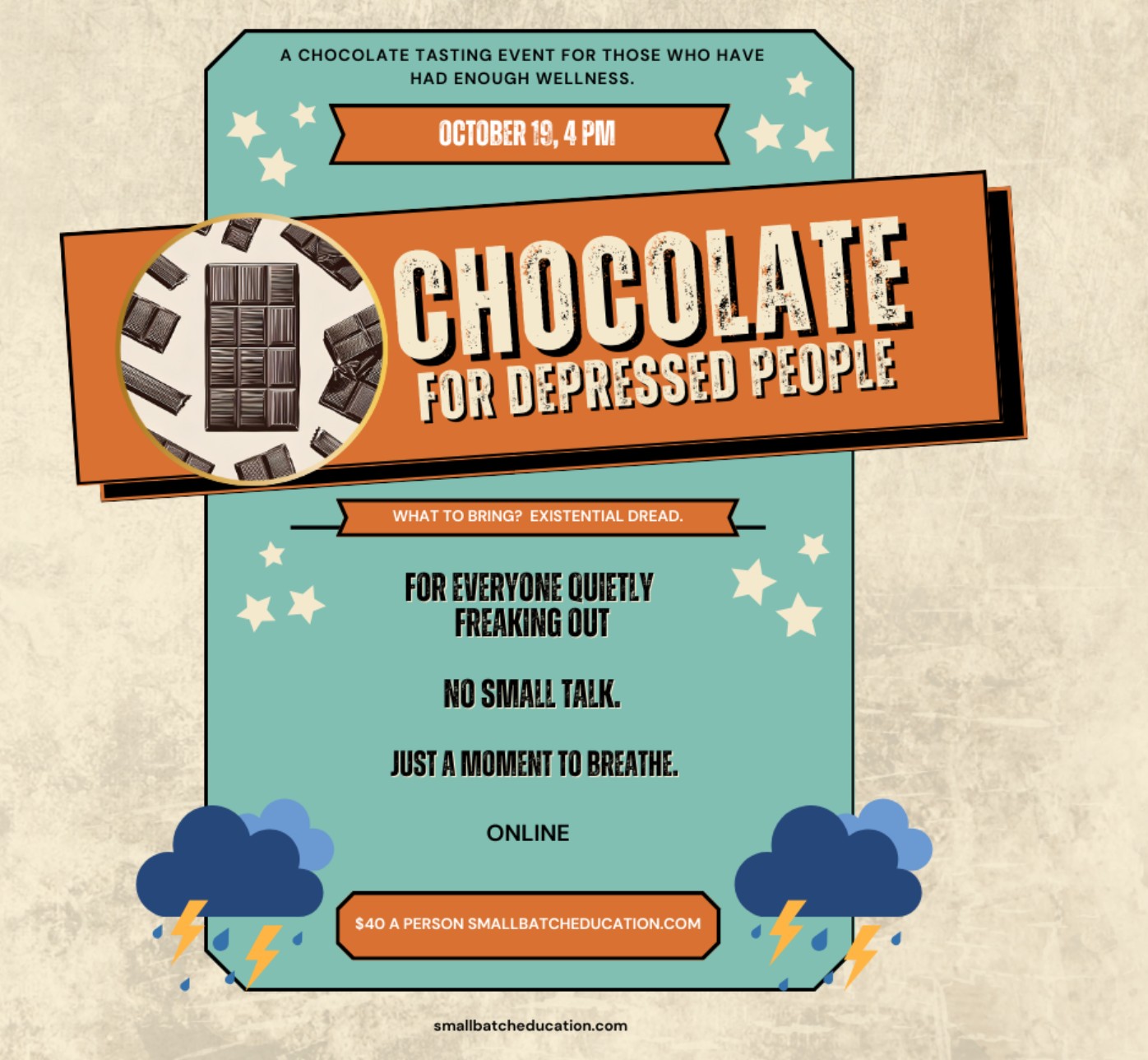 Chocolate for Depressed People by Small Batch Chocolate - Virtual Event