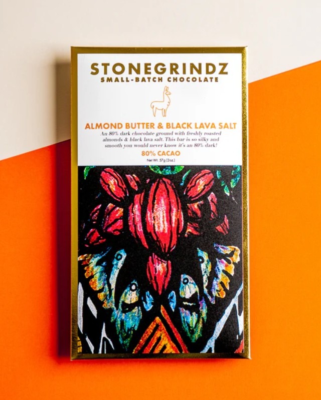 Stone Grindz Chocolate Almond Butter & Black Lava Salt 80%
