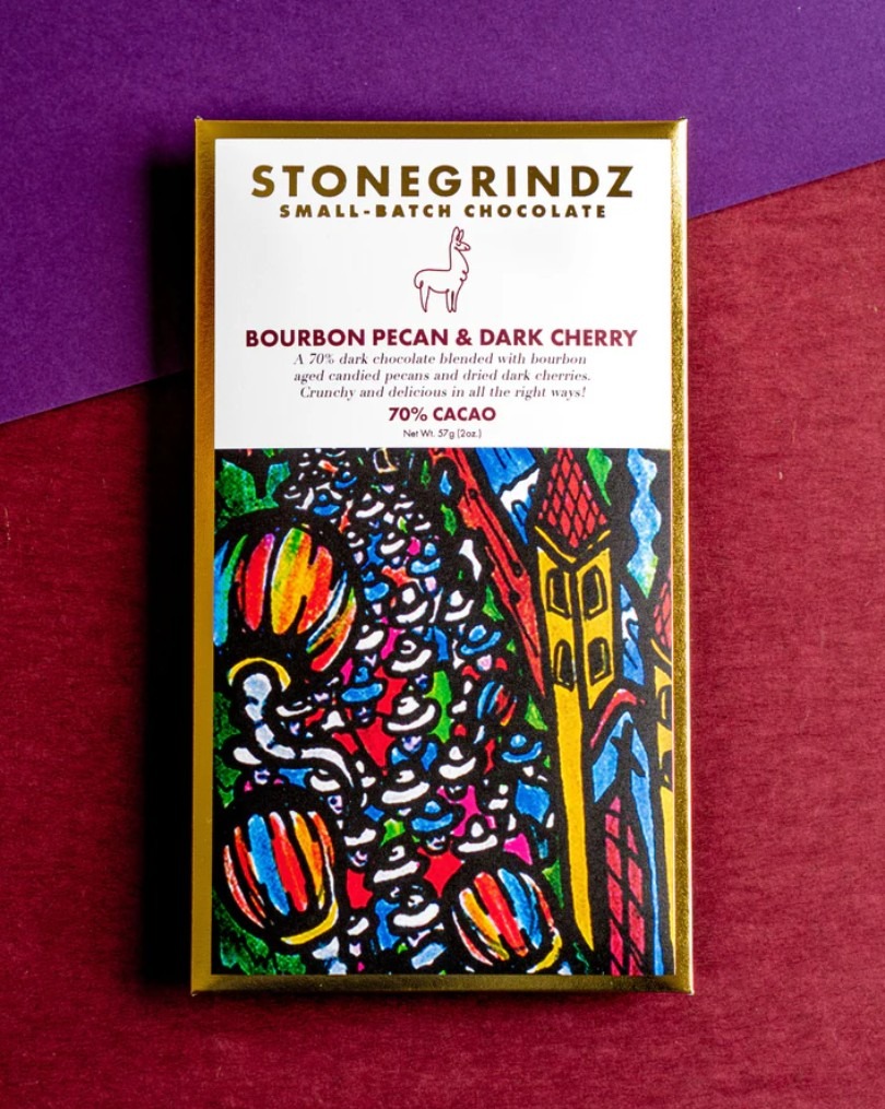 Stone Grindz Chocolate Bourbon Pecan & Dark Cherry 70%