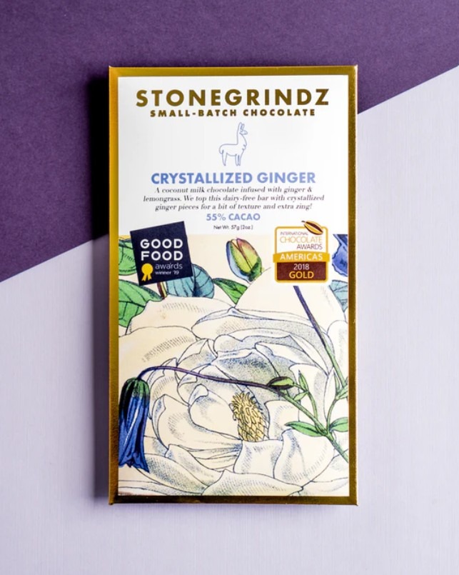 Stone Grindz Chocolate Crystallized Ginger 55%