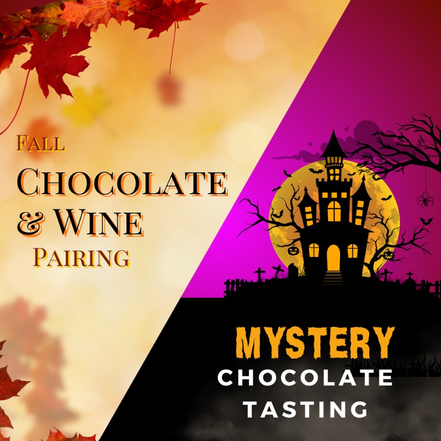 Fall Wine and Chocolate Pairing/ Mystery Chocolate Tasting III by Chocolate Monkey - Virtual Event (USA Shipping Only)