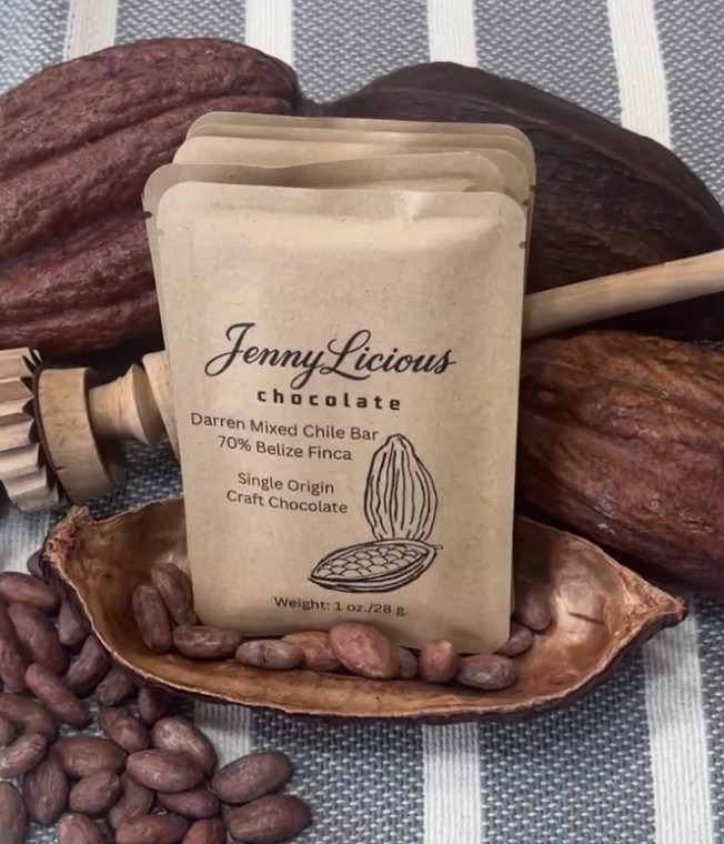 70% Dark Chocolate Darren Bar, Mixed Dried Chiles