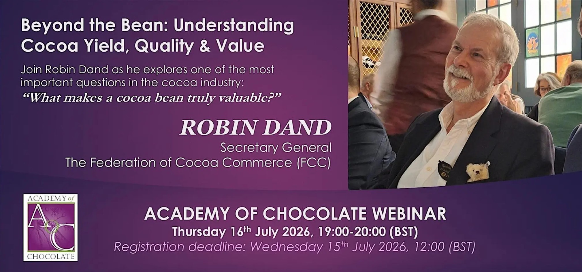Beyond the Bean Webinar by Academy of Chocolate July 2026 - Virtual Event